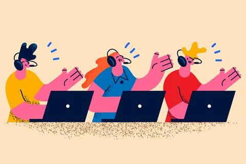 Customer operator and working with clients concept Stock Illustration