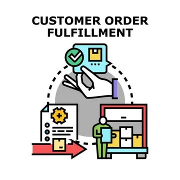 Customer order fulfillment process managing delivery logistics concept Stock Illustration