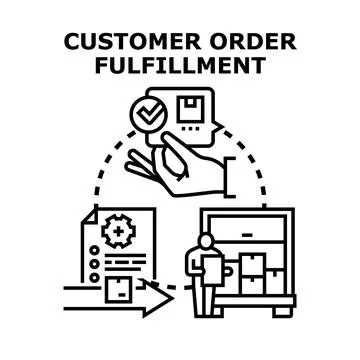 Customer order fulfillment process managing delivery logistics concept Stock Illustration