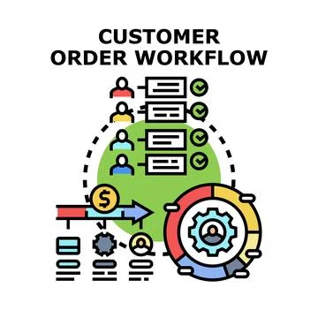 Customer order workflow illustrating business process management Stock Illustration