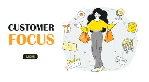 Customer orientation, flat vector landing page template. Special offer for Stock Illustration