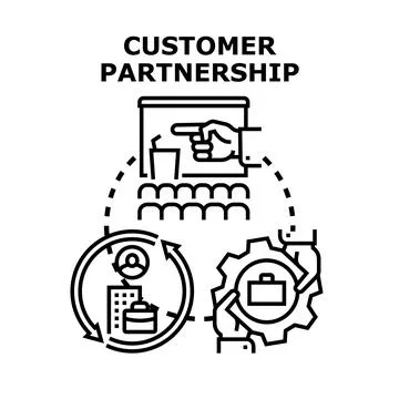 Customer partnership relationship building with client feedback Stock Illustration