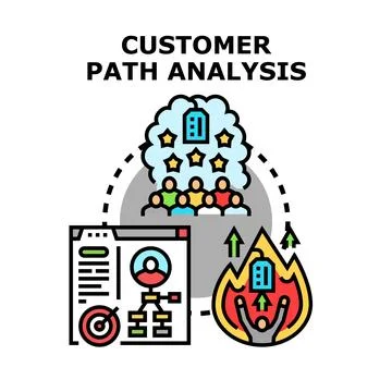 Customer path analysis improving experience for business success Illustration