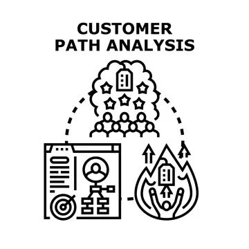 Customer path analysis improving experience for business success Stock Illustration