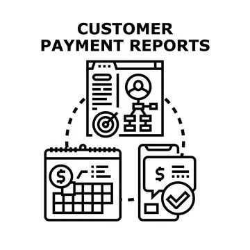 Customer payment reports analyzing financial transactions and business data Stock Illustration