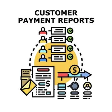 Customer payment reports tracking financial transactions process Stock Illustration