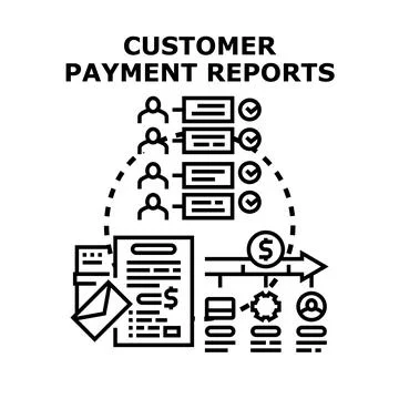 Customer payment reports tracking financial transactions process Stock Illustration