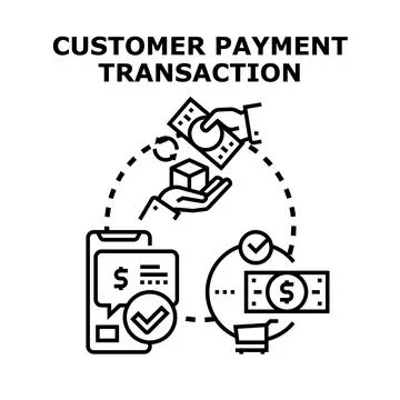 Customer payment transaction process and digital commerce concept Stock Illustration