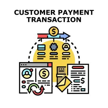 Customer payment transaction process concept illustration Stock Illustration