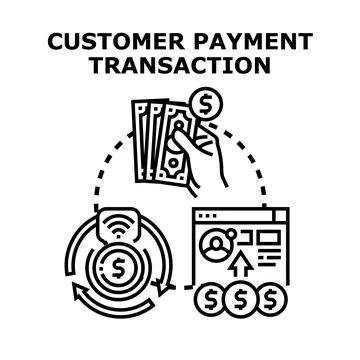 Customer payment transaction process with digital money transfer Stock Illustration