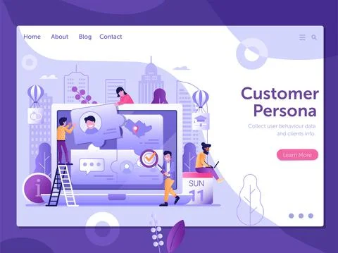 Customer Persona and User Behavior Web Banner Stock Illustration
