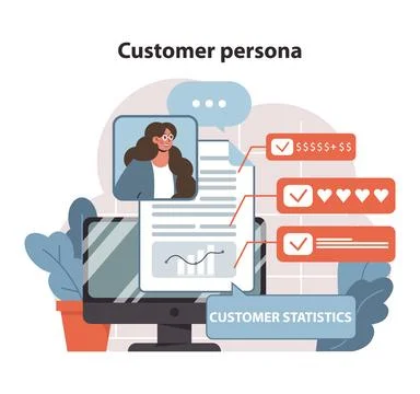 Customer persona concept. A visual toolkit for creating detailed customer Ilustración de archivo