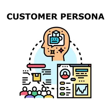 Customer persona developing analysis understanding target audience Stock Illustration