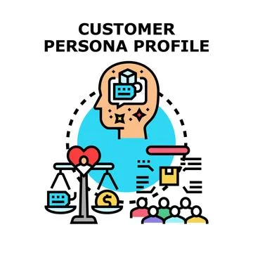 Customer persona profile data analysis concept Stock Illustration