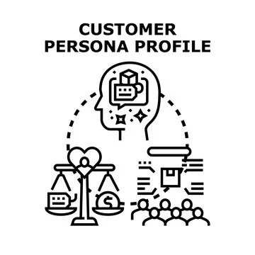 Customer persona profile data analysis concept Stock Illustration