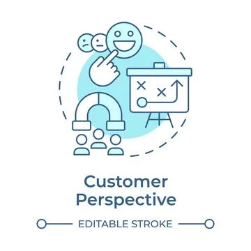 Customer perspective soft blue concept icon Stock Illustration