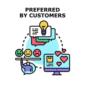 Customer preferring product based on feedback and online rating Stock Illustration