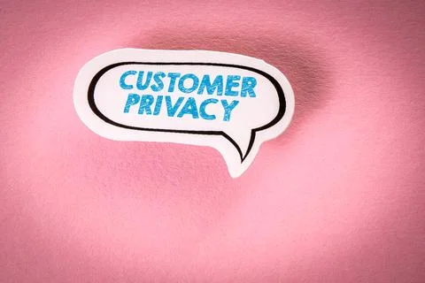 Customer privacy. Speech bubble on pink background Stock Photos