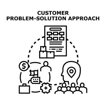 Customer problem solution approach finding business strategies Stock Illustration