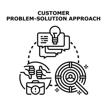 Customer problem solution approach finding effective strategies Stock Illustration