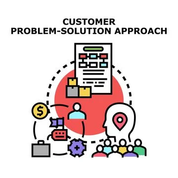 Customer problem solution approach finding business strategies Stock Illustration