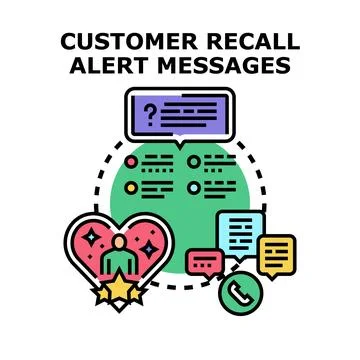 Customer product recall alert message communication concept Stock Illustration