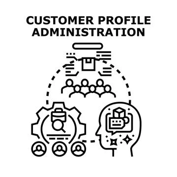 Customer profile administration managing client data and service Stock Illustration