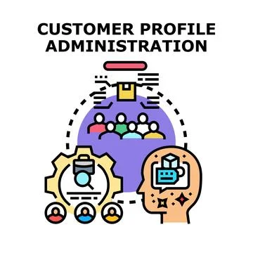 Customer profile administration managing client data and service Stock Illustration