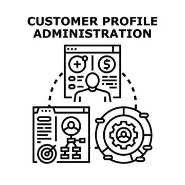 Customer profile administration system analyzing user data Stock Illustration
