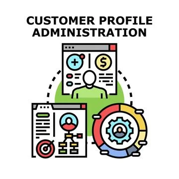 Customer profile administration system analyzing user data Stock Illustration