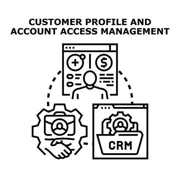 Customer profile and account access management concept Stock Illustration