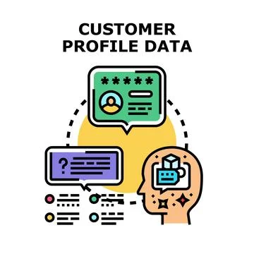 Customer profile data analyzing and managing process Stock Illustration