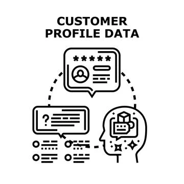 Customer profile data analyzing and managing process Illustrazione stock