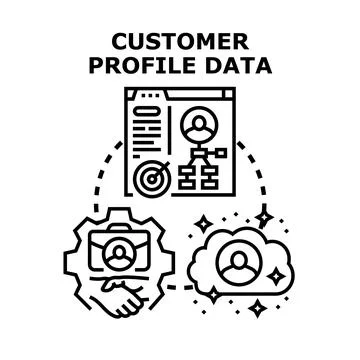Customer profile data analyzing for business strategies Illustrazione stock