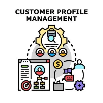 Customer profile management process for business analytics Stock Illustration