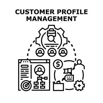 Customer profile management process for business analytics Stock Illustration