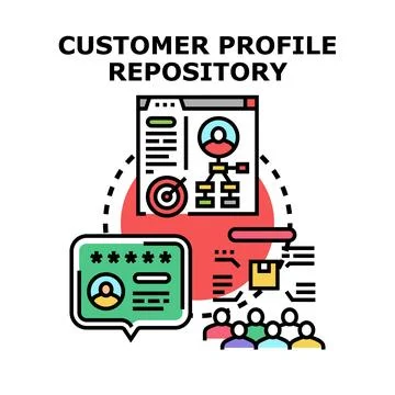 Customer profile repository creating data management system Stock Illustration