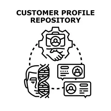 Customer profile repository for data management Stock Illustration
