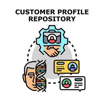 Customer profile repository for data management Stock Illustration
