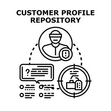 Customer profile repository storing personal data Stock Illustration