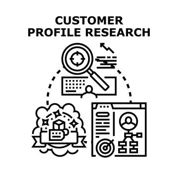Customer profile research and target audience study Stock Illustration