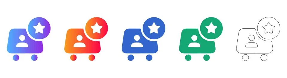 Customer profile with star icon for user account feedback Illustrazione stock