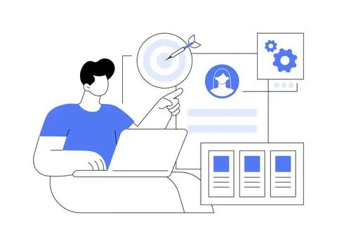 Customer profiling isolated cartoon vector illustrations. Ilustración de archivo