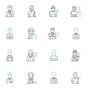 Customer profiling linear icons set. Segmentation, Demographics, Psychographics 스톡 일러스트
