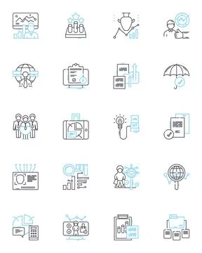 Customer profiling linear icons set. Segmentation, Demographics, Psychographics 스톡 일러스트