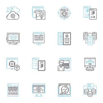 Customer profiling linear icons set. Demographics, Segmentation, Behavior Stock Illustration