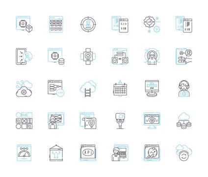 Customer profiling linear icons set. Demographics, Segmentation, Behavior Stock Illustration