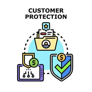 Customer protection concept with data security and financial safety Stockillustratie