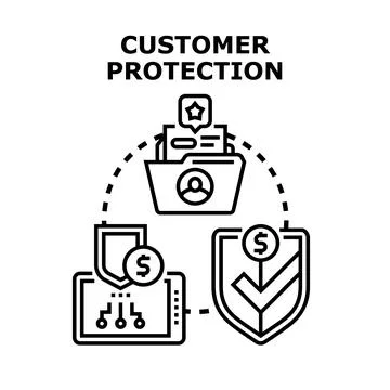 Customer protection concept with data security and financial safety Stock Illustration