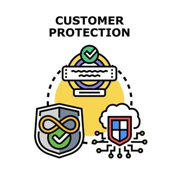 Customer protection encompassing secure online transactions and data privacy Stock Illustration